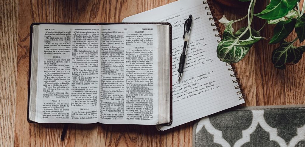 Spiritual Growth-Bible, pen and notebook