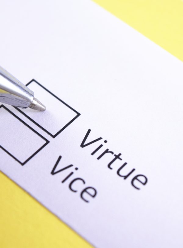 pen, 2 boxes to check, vice or virtue Virtue: A Step in Growing Spiritually in the Lord