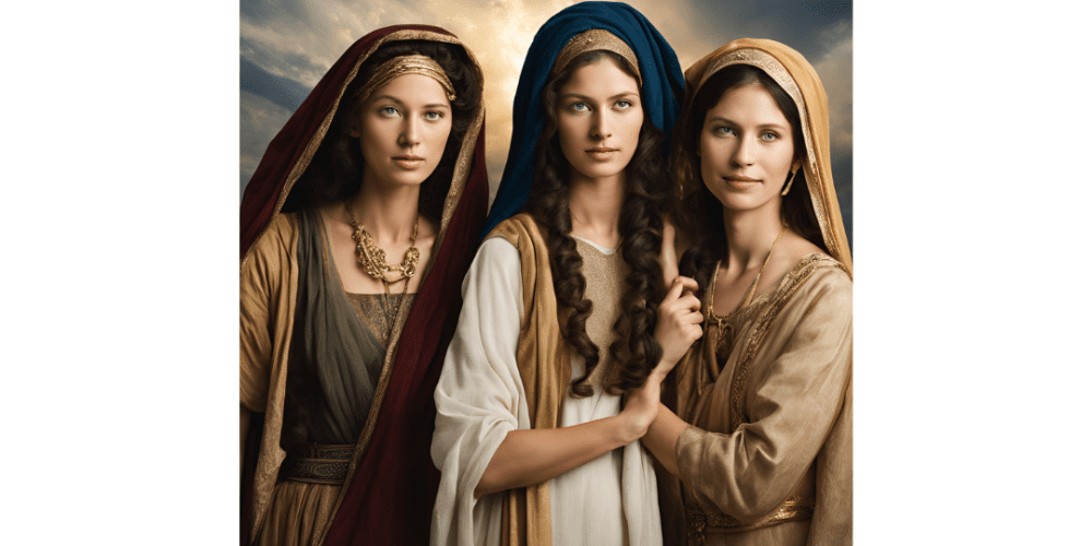 3 Biblical Women in forefront sun behind 3 Biblical Women Who Waited on God: Sarah Hannah Elizabeth